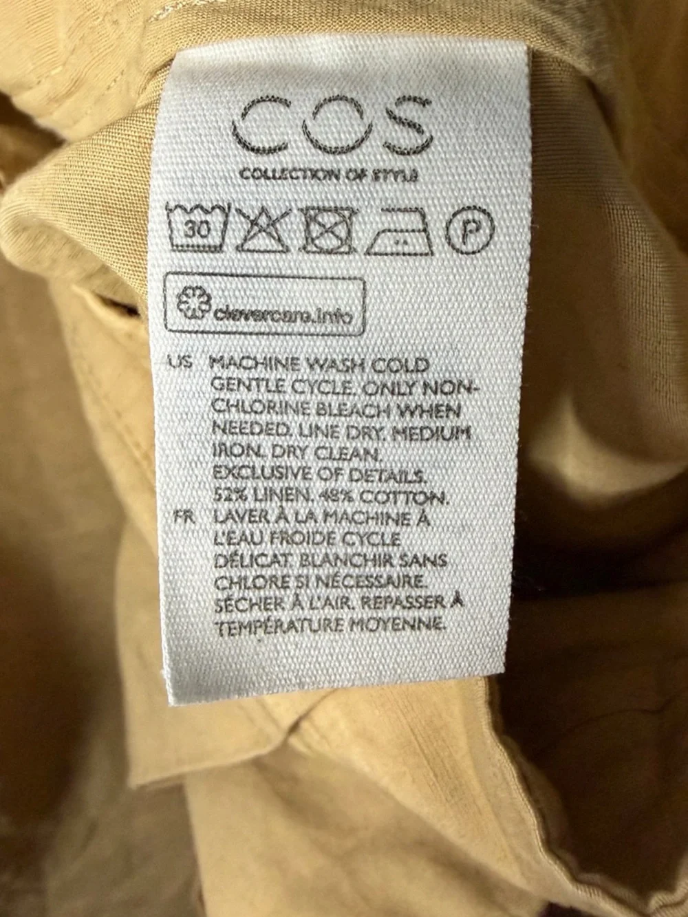 COS Women's Cotton Linen Blend Cropped Pleated Pants | Size 4